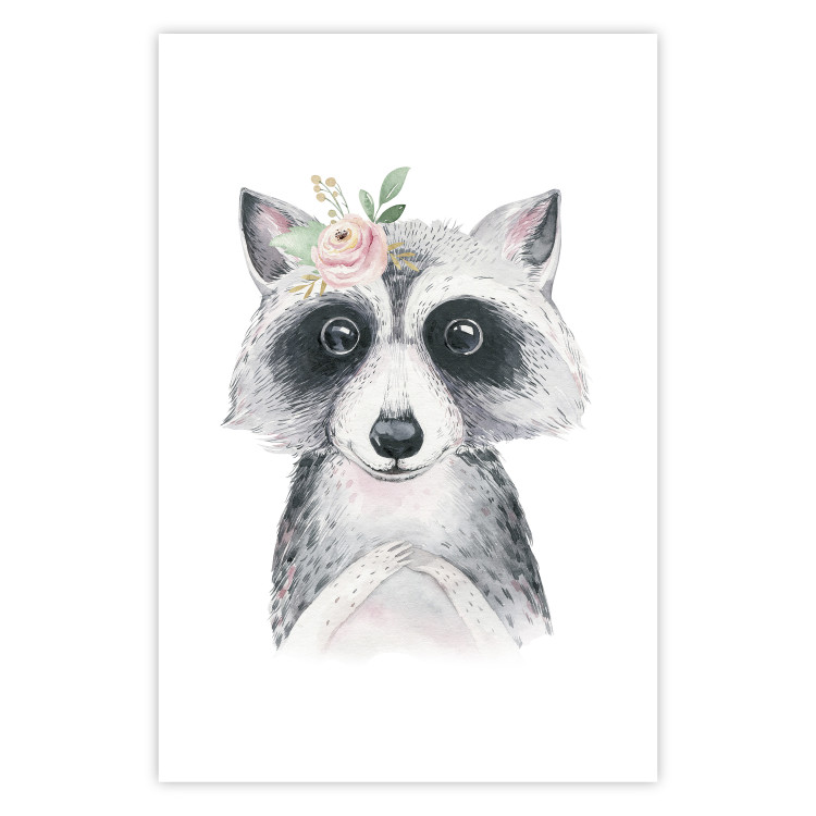 Poster Little Raccoon - funny portrait of an animal on a white contrasting background 135720 additionalImage 12