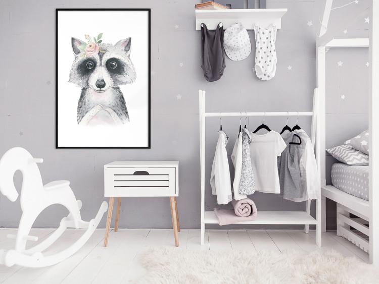 Poster Little Raccoon - funny portrait of an animal on a white contrasting background 135720 additionalImage 16