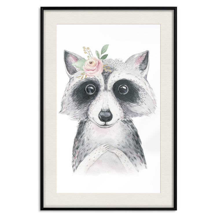 Poster Little Raccoon - funny portrait of an animal on a white contrasting background 135720 additionalImage 12