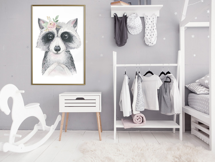Poster Little Raccoon - funny portrait of an animal on a white contrasting background 135720 additionalImage 26