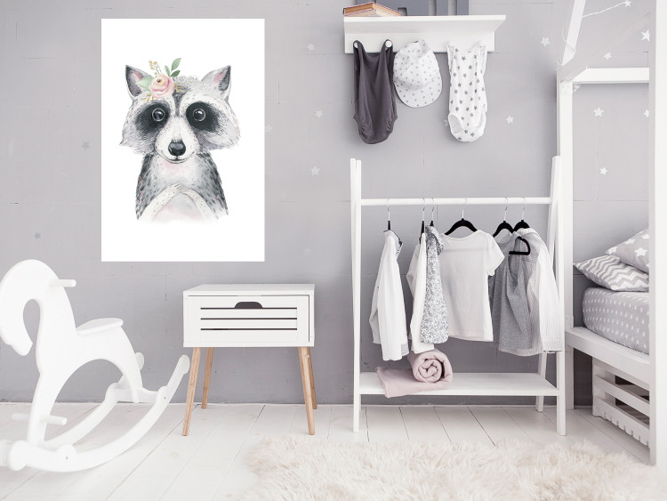 Poster Little Raccoon - funny portrait of an animal on a white contrasting background 135720 additionalImage 18