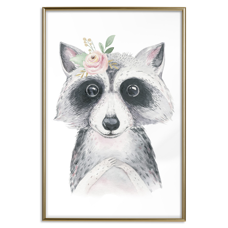 Poster Little Raccoon - funny portrait of an animal on a white contrasting background 135720 additionalImage 11