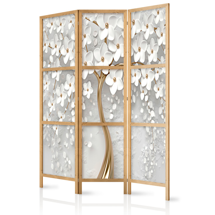 Room Separator Magical Magnolia (3-piece) - White abstract with tree 136120 additionalImage 5
