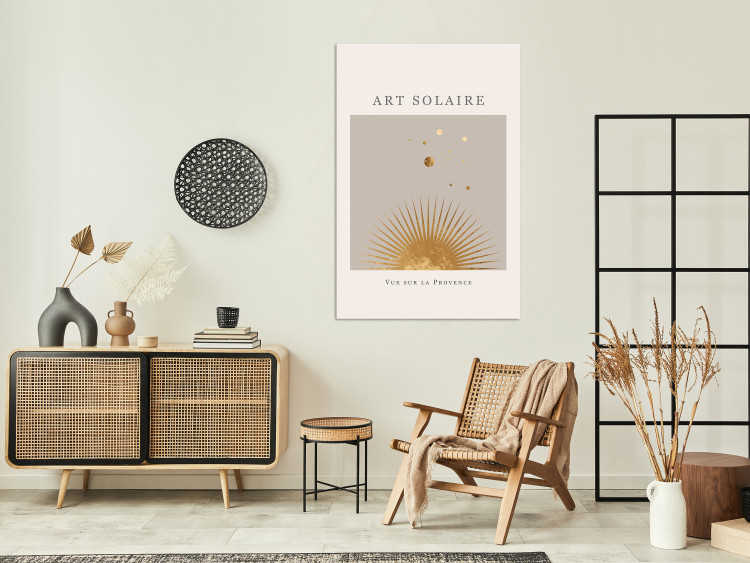 Canvas Print Gray subtitles in French with sun and planets - beige abstraction 136520 additionalImage 3