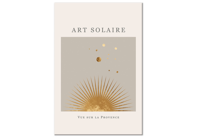 Canvas Print Gray subtitles in French with sun and planets - beige abstraction 136520