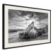 Wall Poster Journey into Nature - black and white abandoned boat against sky and clouds 138720 additionalThumb 9