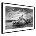 Wall Poster Journey into Nature - black and white abandoned boat against sky and clouds 138720 additionalThumb 7
