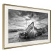 Wall Poster Journey into Nature - black and white abandoned boat against sky and clouds 138720 additionalThumb 4