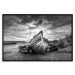 Wall Poster Journey into Nature - black and white abandoned boat against sky and clouds 138720 additionalThumb 20