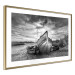 Wall Poster Journey into Nature - black and white abandoned boat against sky and clouds 138720 additionalThumb 2