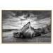 Wall Poster Journey into Nature - black and white abandoned boat against sky and clouds 138720 additionalThumb 21