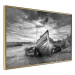 Wall Poster Journey into Nature - black and white abandoned boat against sky and clouds 138720 additionalThumb 3