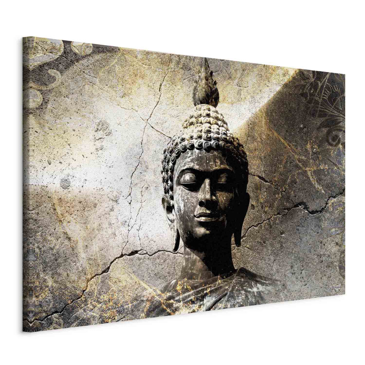 Canvas Print Enlightened (1-piece) Wide - statue against a Zen stone background 143520 additionalImage 2