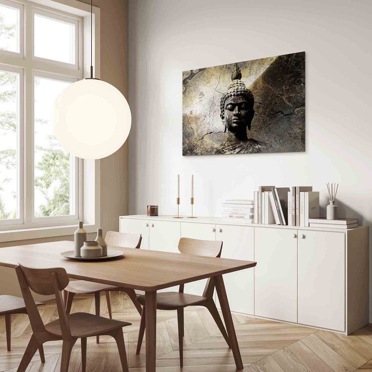 Canvas Print Enlightened (1-piece) Wide - statue against a Zen stone background 143520 additionalImage 5