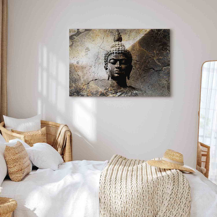 Canvas Print Enlightened (1-piece) Wide - statue against a Zen stone background 143520 additionalImage 10