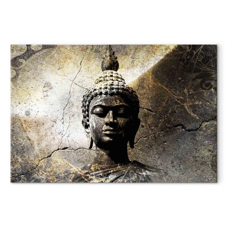 Canvas Print Enlightened (1-piece) Wide - statue against a Zen stone background 143520