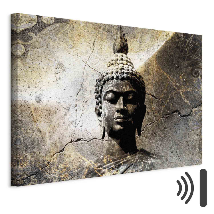 Canvas Print Enlightened (1-piece) Wide - statue against a Zen stone background 143520 additionalImage 8