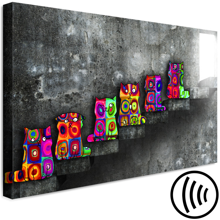 Canvas Print Kittens on the Stairs (1-piece) Wide - colorful cheerful abstraction 143720 additionalImage 6