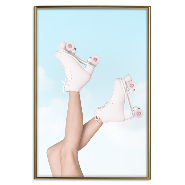 Poster Pink Roller Skates Against a Blue Sky - Girl Swinging Her Legs 144120 additionalImage 17