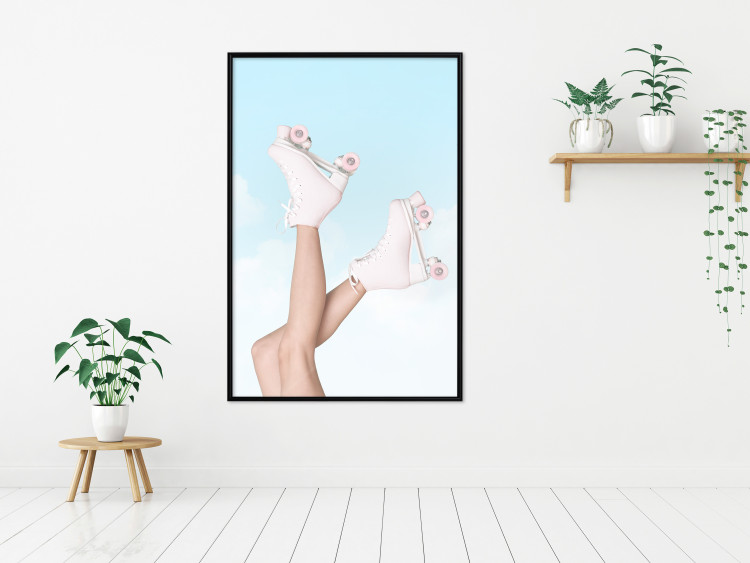Poster Pink Roller Skates Against a Blue Sky - Girl Swinging Her Legs 144120 additionalImage 9