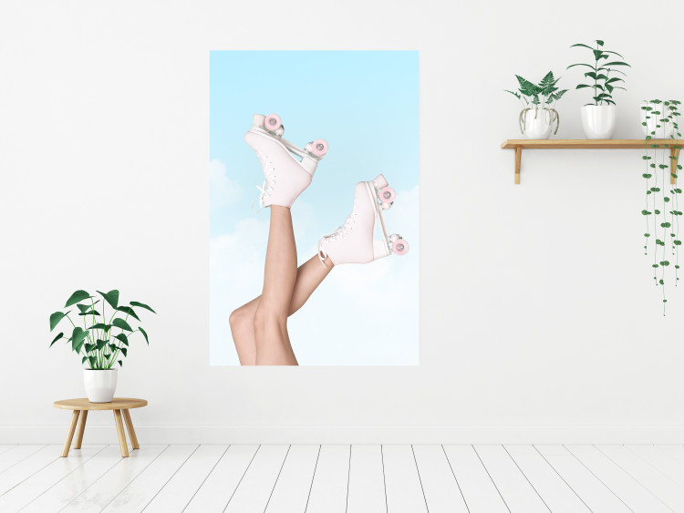 Poster Pink Roller Skates Against a Blue Sky - Girl Swinging Her Legs 144120 additionalImage 26