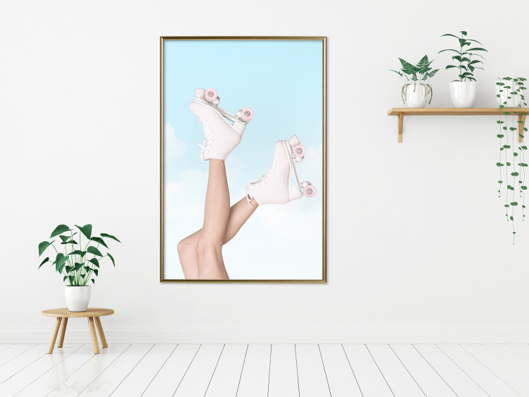 Poster Pink Roller Skates Against a Blue Sky - Girl Swinging Her Legs 144120 additionalImage 12