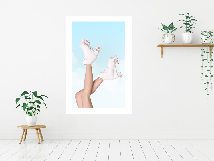 Poster Pink Roller Skates Against a Blue Sky - Girl Swinging Her Legs 144120 additionalImage 15