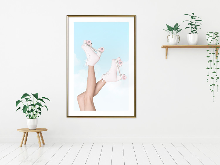 Poster Pink Roller Skates Against a Blue Sky - Girl Swinging Her Legs 144120 additionalImage 18