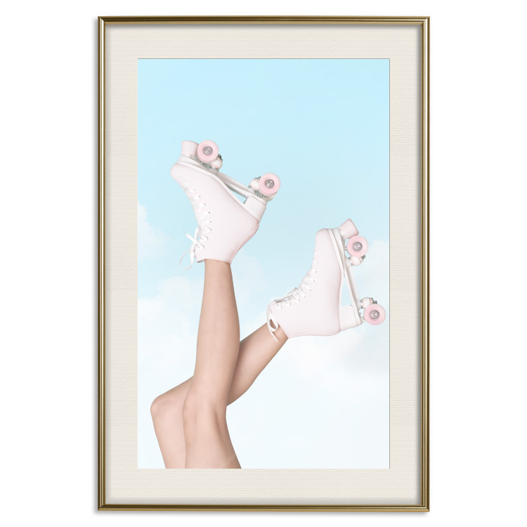 Poster Pink Roller Skates Against a Blue Sky - Girl Swinging Her Legs 144120 additionalImage 25