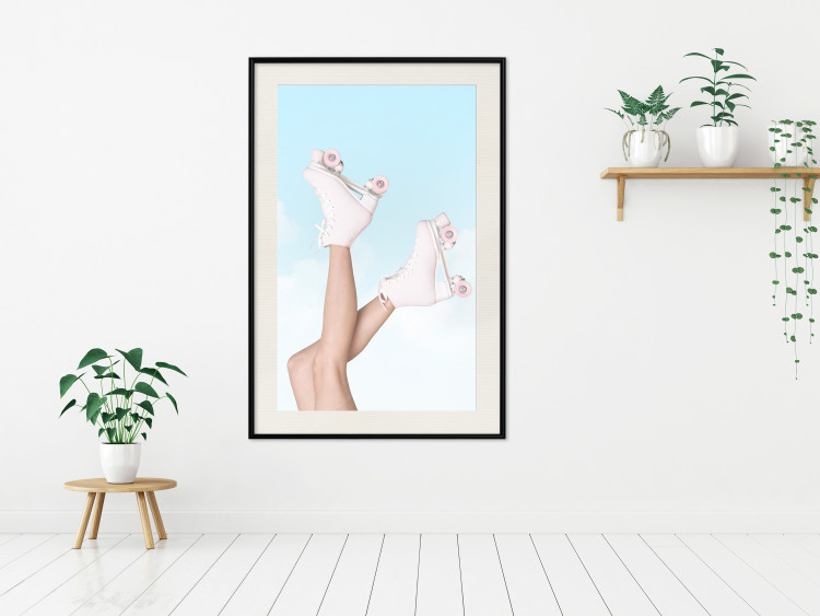 Poster Pink Roller Skates Against a Blue Sky - Girl Swinging Her Legs 144120 additionalImage 22