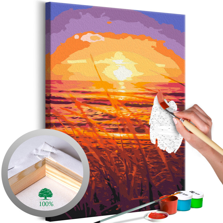 Paint by Number Kit Summer Evening - Orange Sunset on the Beach Full of Grass 144620