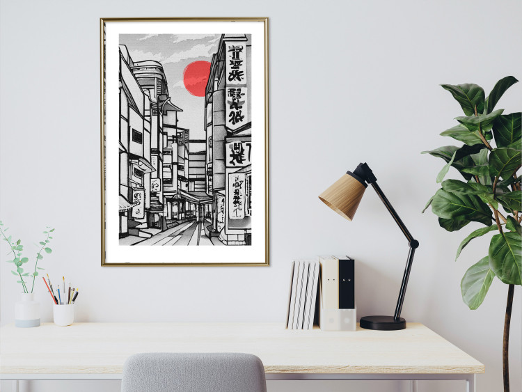 Poster Street in Japan - Asian Style Black and White City Architecture 145520 additionalImage 15
