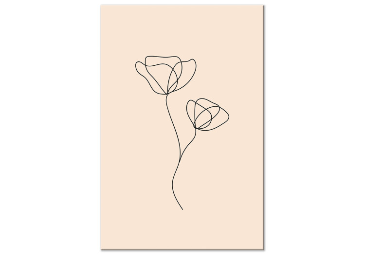 Canvas Art Print Linear Flower - Minimalistic Composition on a Beige Background 146320