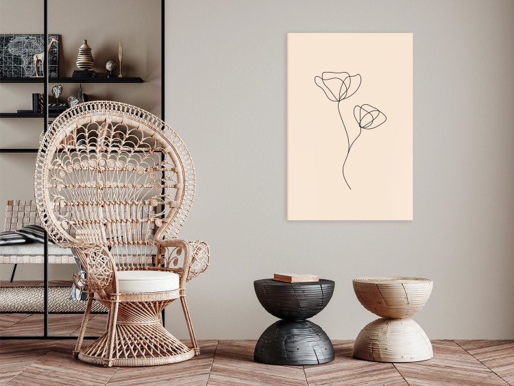 Canvas Art Print Linear Flower - Minimalistic Composition on a Beige Background 146320 additionalImage 3