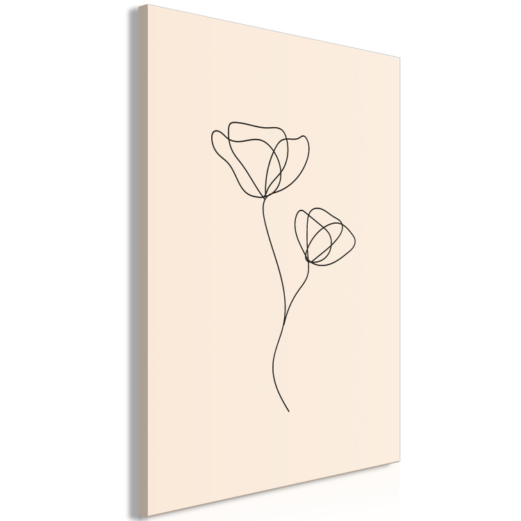 Canvas Art Print Linear Flower - Minimalistic Composition on a Beige Background 146320 additionalImage 2