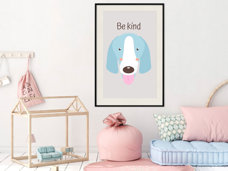 Poster Be Kind - Blue Cheerful Dog and Motivational Slogan for Children 146620 additionalImage 16