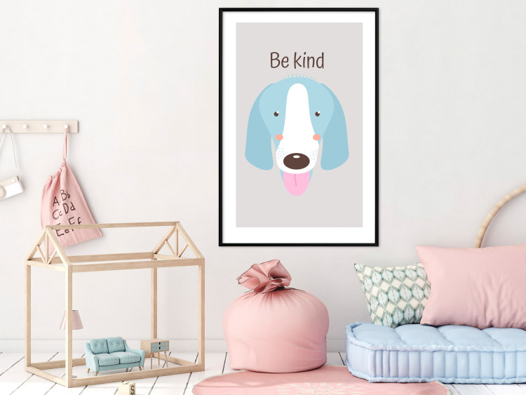 Poster Be Kind - Blue Cheerful Dog and Motivational Slogan for Children 146620 additionalImage 21