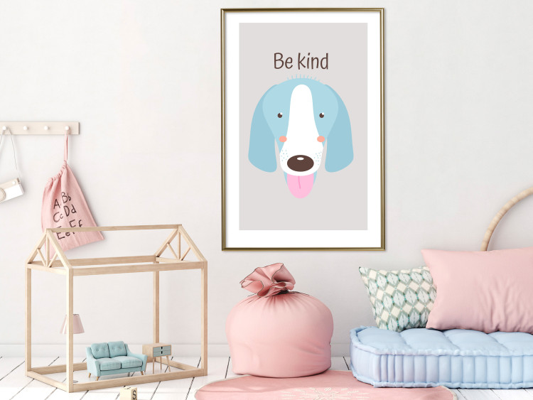 Poster Be Kind - Blue Cheerful Dog and Motivational Slogan for Children 146620 additionalImage 15