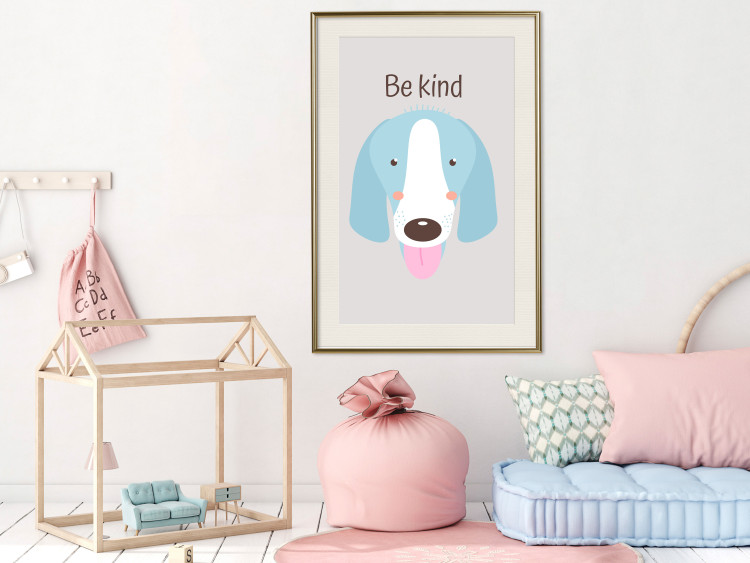 Poster Be Kind - Blue Cheerful Dog and Motivational Slogan for Children 146620 additionalImage 17