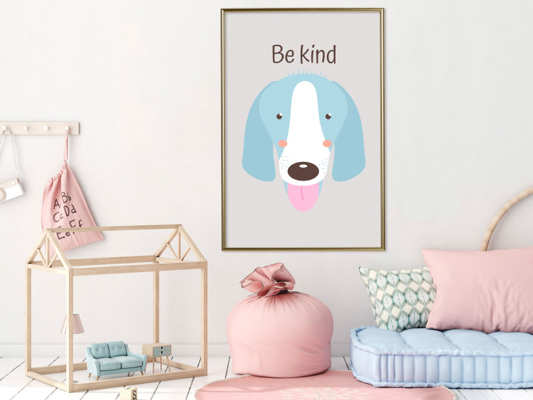 Poster Be Kind - Blue Cheerful Dog and Motivational Slogan for Children 146620 additionalImage 14