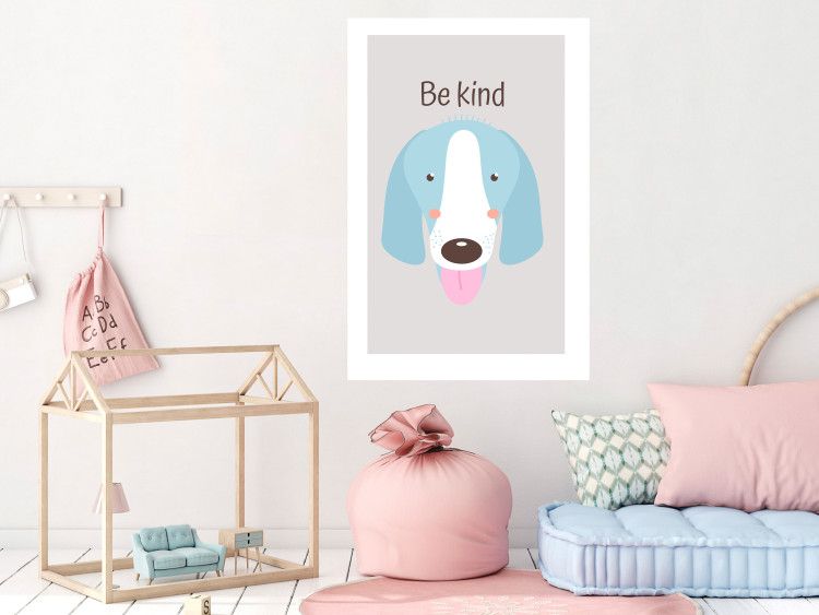 Poster Be Kind - Blue Cheerful Dog and Motivational Slogan for Children 146620 additionalImage 10