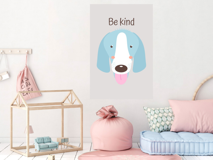 Poster Be Kind - Blue Cheerful Dog and Motivational Slogan for Children 146620 additionalImage 11
