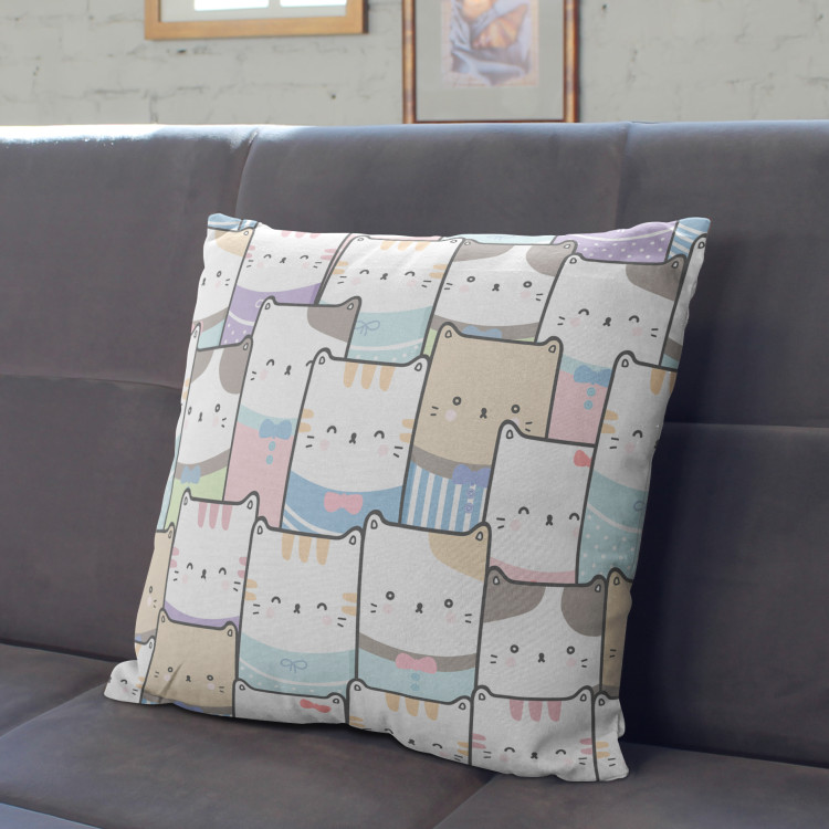 Decorative Microfiber Pillow The cat crowd - composition with animals in an abstract perspective cushions 147020 additionalImage 2
