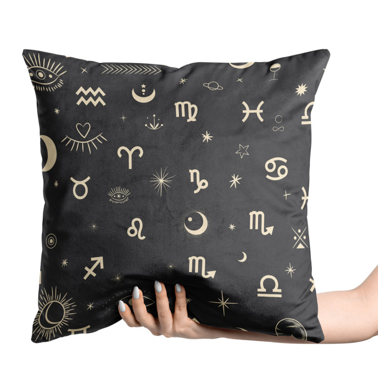 Decorative Velor Pillow Hidden message - planets, stars and the eye symbol on dark background 147220 additionalImage 4