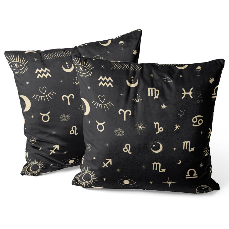 Decorative Velor Pillow Hidden message - planets, stars and the eye symbol on dark background 147220 additionalImage 3