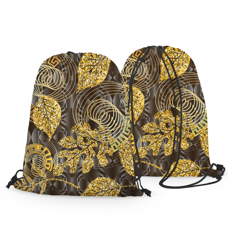 Backpack Meander ornament - gold and black abstract motif with leaves 147420 additionalImage 3