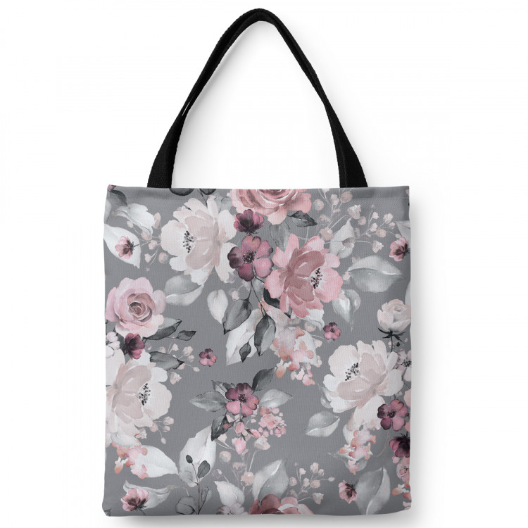 Shopping Bag Pastel bouquet - subtle flowers in shades of grey and pink 147620