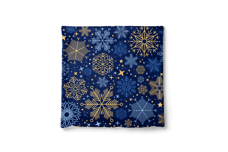 Decorative Velor Pillow Winter elegance - blue and gold stars, twigs and flowers 148520 additionalImage 4