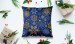 Decorative Velor Pillow Winter elegance - blue and gold stars, twigs and flowers 148520 additionalThumb 5