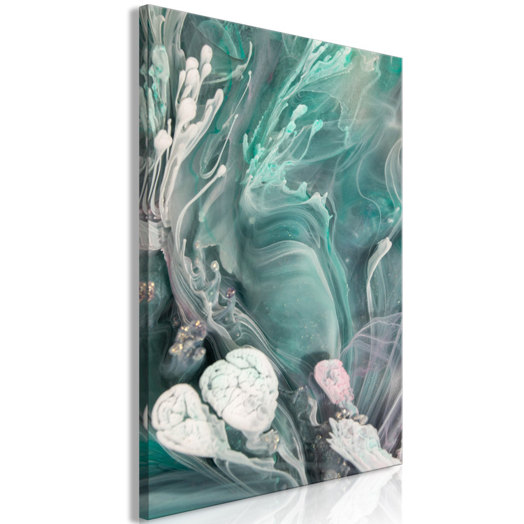 Canvas Art Print Fluid Abstraction (1-piece) - turquoise blotches spreading into white 149720 additionalImage 2